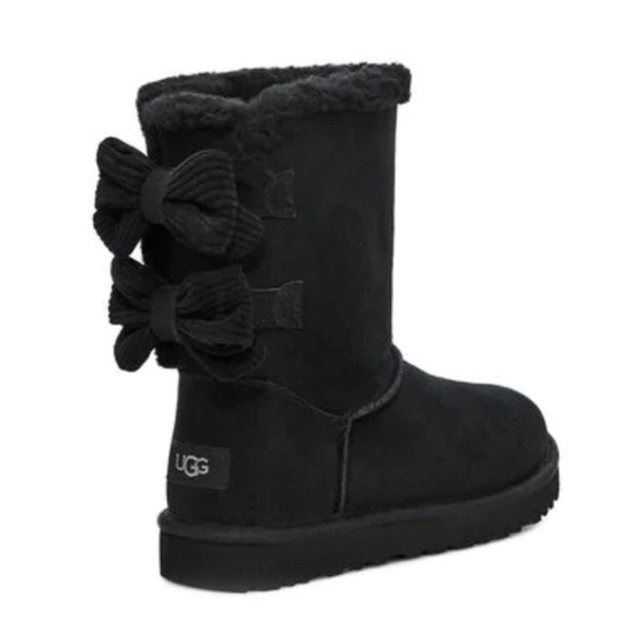 UGG | Bailey Corduroy Bow Boots Black Size 6 NEW - Picture 2 of 16